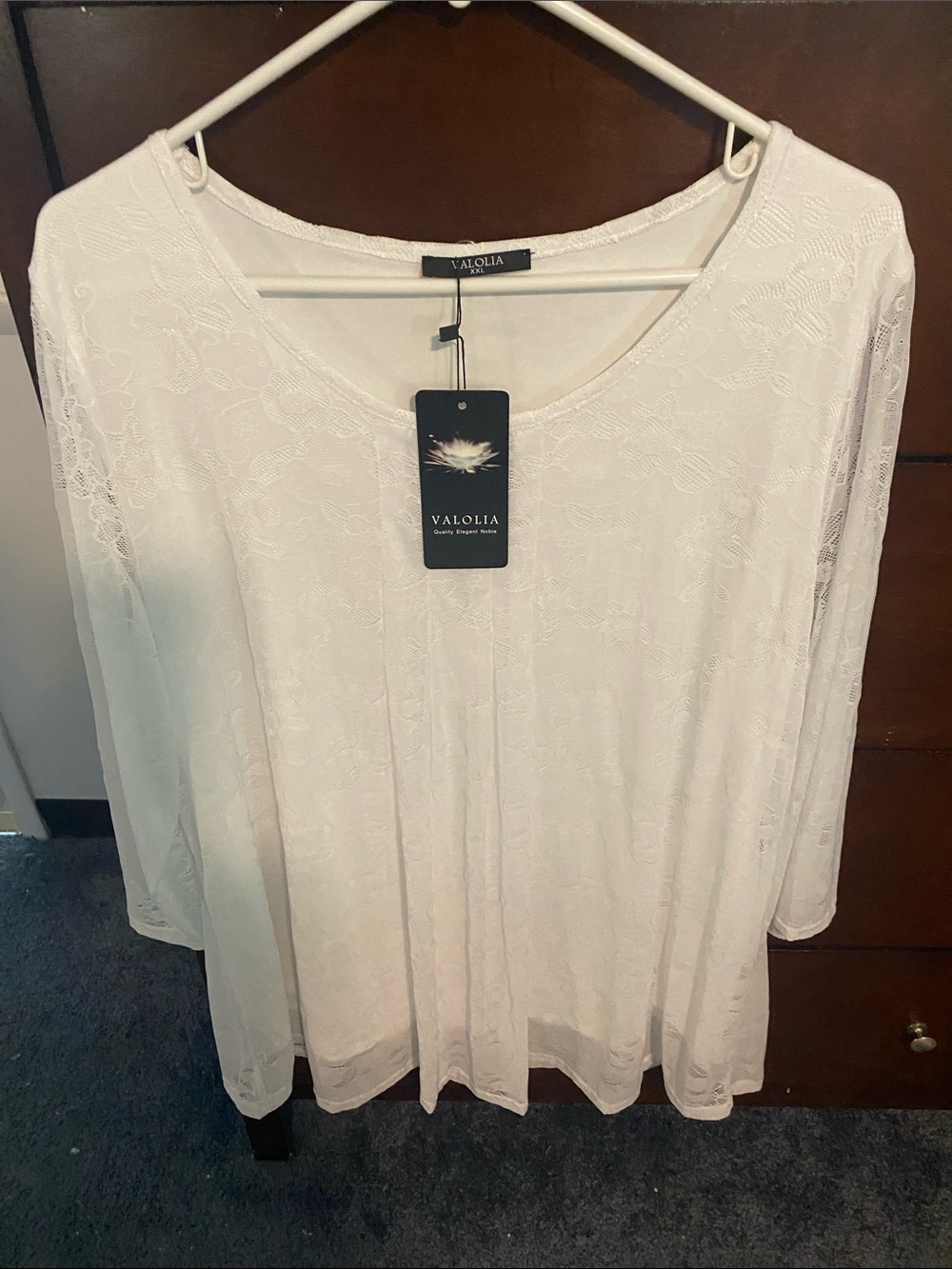 Premier White Lace Overlay Scoop Neck Tunic